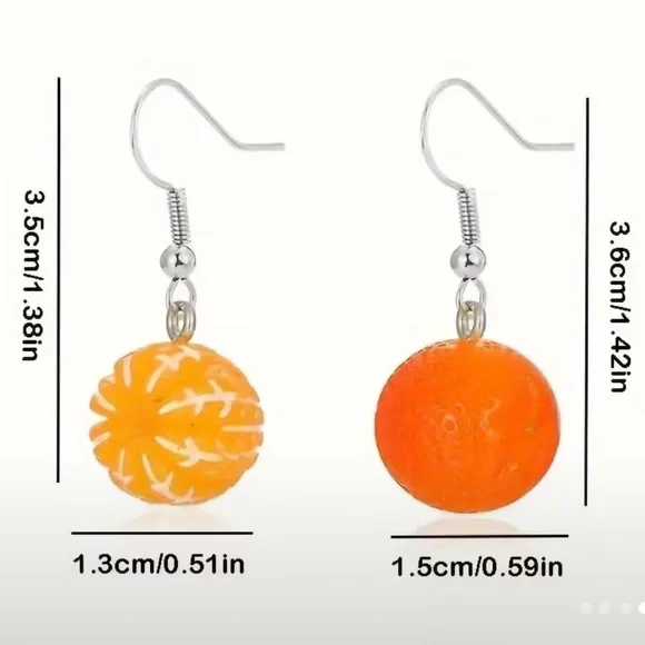 Cute Orange Fruit Drop Earrings - Picture 2 of 2